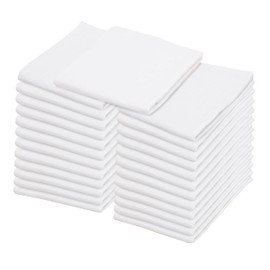 WHITESTEM Flour Sack Tea Towel for Crafts| Kitchen Dish Cotton Blank Towel for Embroidery| Baking Bread Proofing Linen Cover| Thick Absorbent Quick Dry | 25 Pack 15"x25" White