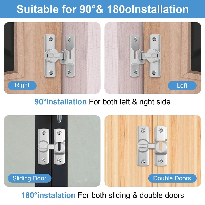 Luminous Door Bolt Sliding Lock, Pack of 2 Bedroom Snap