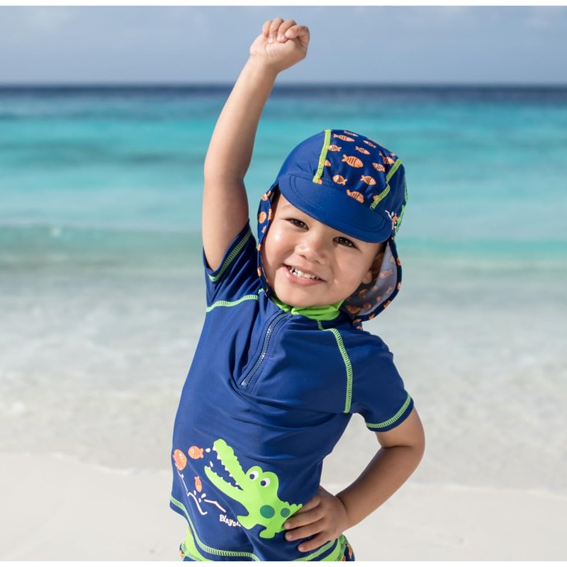 Playshoes Boy's UV Sun Protection Swim Cap, Sun Hat Crocodile,