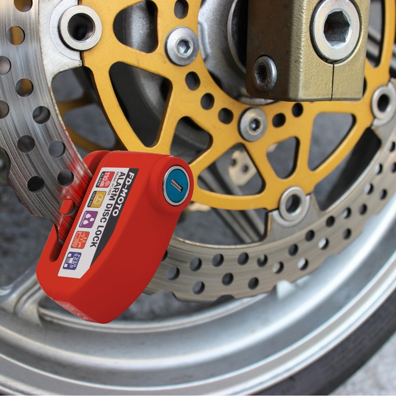 FD-MOTO Alarm Disc Lock & Reminder Cable Red