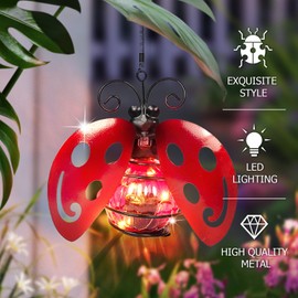Vbioa Solar Hanging Hummingbird Lights LED Outdoor Waterproof Powered Garden Decor Light Unique Decorations for Sister Birthday Gardening Gifts for Mom Women Yard Path Backyard Front Porch Balcony
