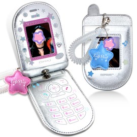 Pack of 2 Star Kpop Photocard Holder Keychain 3.15 x 5.51 Inches Photo Card Holder Key Chain Top Loaders Card Sleeves with Spiral Wrist Spool for Cards Protector School Office (Pink, Blue)