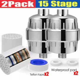 liuch-662 2 Pack 15 Stage Shower Filter for Hard Water Softener Remove Chlorine & Flouride
