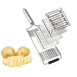 4 in 1 Vegetable Cutter with Cheese Grater, Carrot Grater, Cabbage Shredder, Cucumber Slicer - Stainless Steel Slicer for Kitchen (Silvery, 34 * 8.6CM)