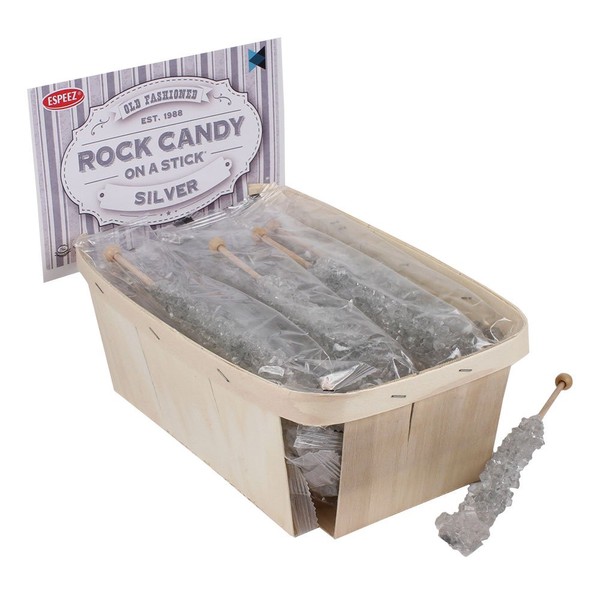 Extra Large Rock Candy Sticks: 18 Original Lollipop - Silver Rock Candy Sticks - Individually Wrapped - Espeez Rock Candy Sticks for Candy Buffet, Birthdays, Weddings, Receptions and Baby Shower