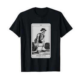 Skeleton Tarot Card Deadlifts Powerlifting Weightlifting Gym T-Shirt