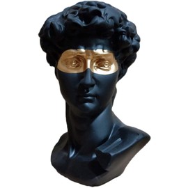 Greek David Head Statues Classic Greek Figure Head Statue Art Craft Resin Figurine Head Sculptures for Home Office Tabletop Decor - Black
