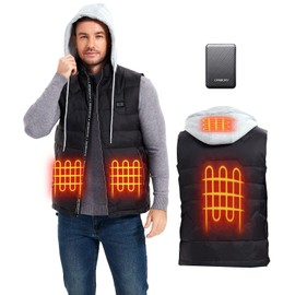 CANBORY Men's Lightweight Heated Vest with 12000mAh Battery Pack Included Black