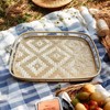 Rectangular Bamboo Wicker Serving Trays with Handles, Handwoven Coffee Trays
