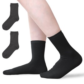 RaFrance rf-0025 Women's Socks, Summer, Cool, Thin, Crew Length, Cotton, 100% Cotton, Charcoal 2 Pairs