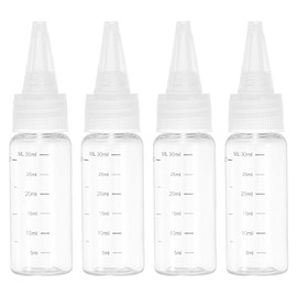 PATIKIL 30 Ml/1 oz Plastic Squeeze Bottles with Transparent Top Cap, 4 Pcs Graduated Round Dispensing Bottle Empty Pointed Bottle for Liquids, Crafts, Oils, Condiments, Transparent