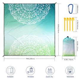 AISPARKY Beach Blanket Waterproof Sandproof Oversized 79" X 83" Lightweight Quick Drying Outdoor Vacation Essentials Picnic Mat for Camping,Travel,Hiking