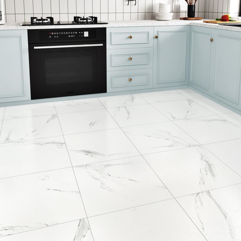 Wallderful 20 Pack Marble Peel and Stick Floor Tile White