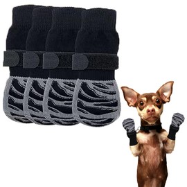 IREH Calcetines Antideslizantes para Perros, Negro,Talla S | Silicona Antideslizante, Elástico, Algodón,Correas Ajustables, Protege Las Patas del perr
