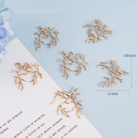 Framendino, Branch Shape Blanks Prong Charm Metal Claw Pendant Bezel Trays for DIY Jewelry Making Crafts, 10 Pack, Brass, No Gemstone