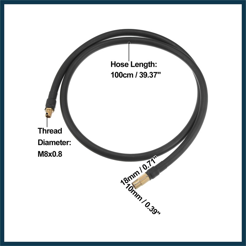TUCKBOLD 100cm Car Tire Inflator Extension Hose Adapter Black Copper