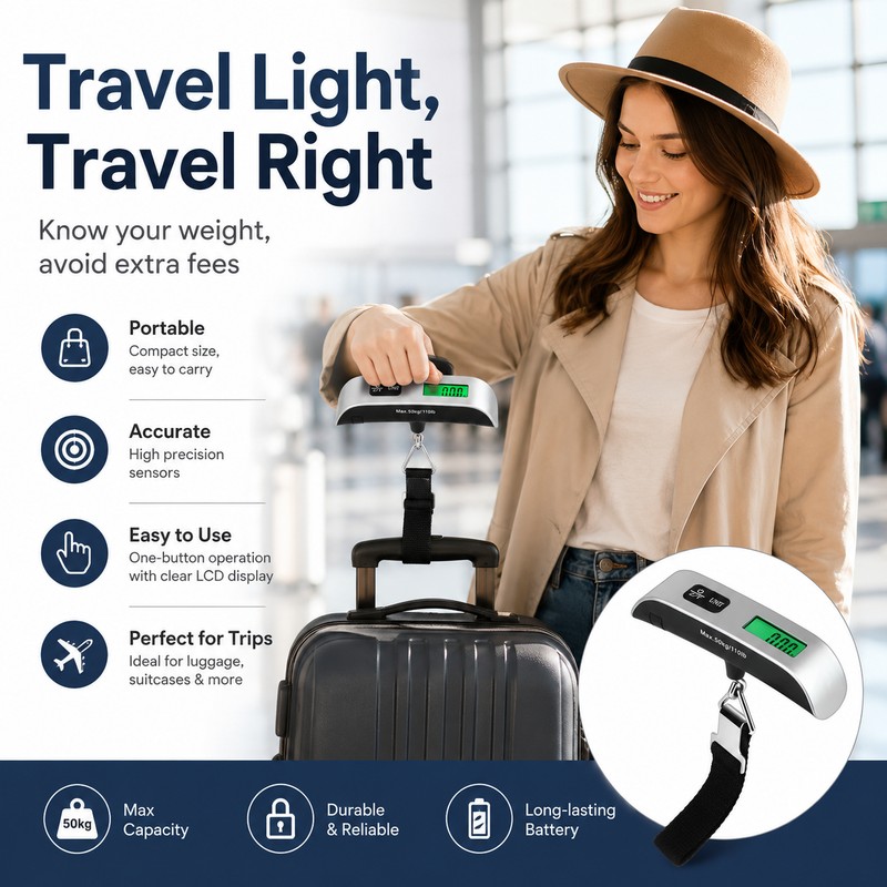 110 lb / 50 kg Digital Luggage Scale – Portable