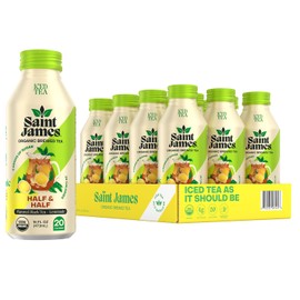 Saint James Iced Tea - Organic Black Tea & Lemonade - Non-GMO, Gluten Free, Low Calorie, Low Sugar - Half & Half, 12 Pack (16 fl oz each)