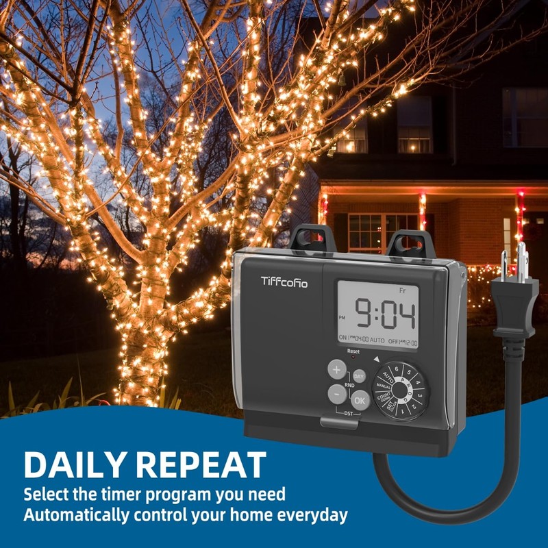 TiFFCOFiO New Digital Outdoor Timer Waterproof, Dial Programmable Method, Outdoor