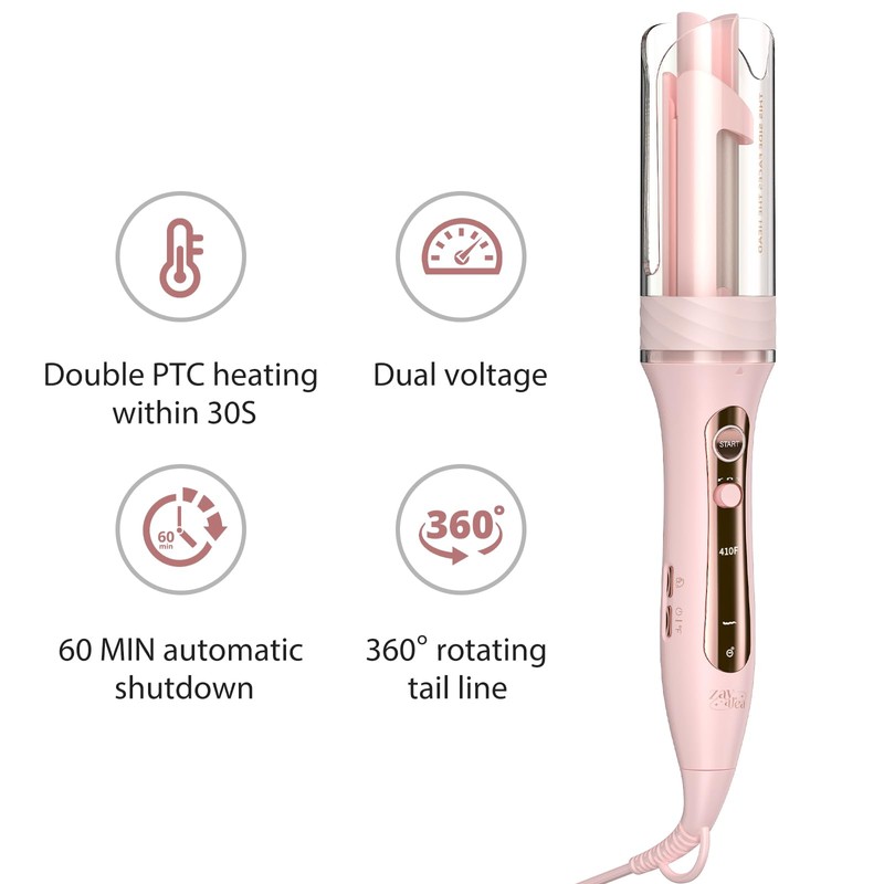 Zavarea Automatic Curling Iron, 1 Inch Hair Curler with 5