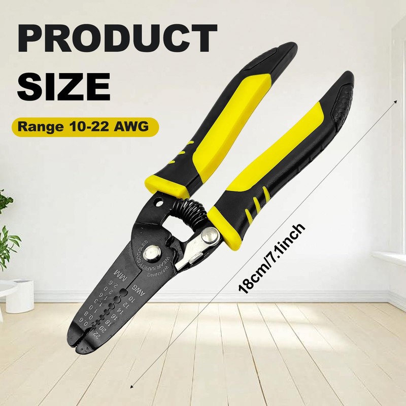 ASIRYVA 10-22 AWG Multi Gauge 7" Precise Wire Strippers, Cable