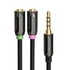 deleyCON Headphone Headset Splitter - Audio Jack Y Adapter Cable