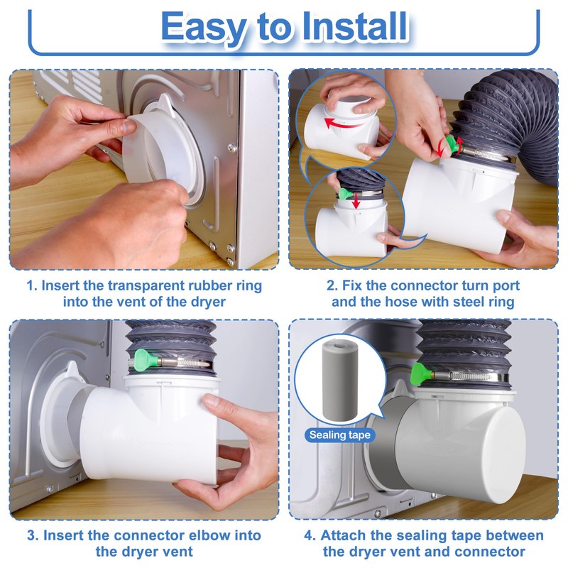 Dryer Vent Hose Kit for Tight Spaces, 90 Degree Elbow,