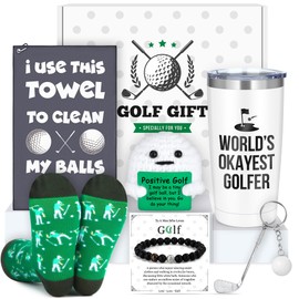 Golf Gifts for Men Unique Funny Golf Accessories for Men Cool Gifts for Golfers Lovers Gift Ideas for Him Dad Teen Boy Stuff Set Includes 20oz Tumbler Towel Socks Keychain Bracelet
