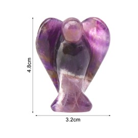 UOCAI Natural Amethyst Guardian Angel Statue, 4.2 cm Amethyst Carved Gemstone Angel Figures, Guardian Angel Gift, Healing Crystals, Guardian Angel Stone Talisman, Pocket Angel Statues