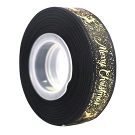 LOOGI Merry Christmas Ribbon 22m, 15mm Satin Ribbon Wide Glitter Black Grosgrain Ribbon for Gift Wrapping Crafts Wreaths