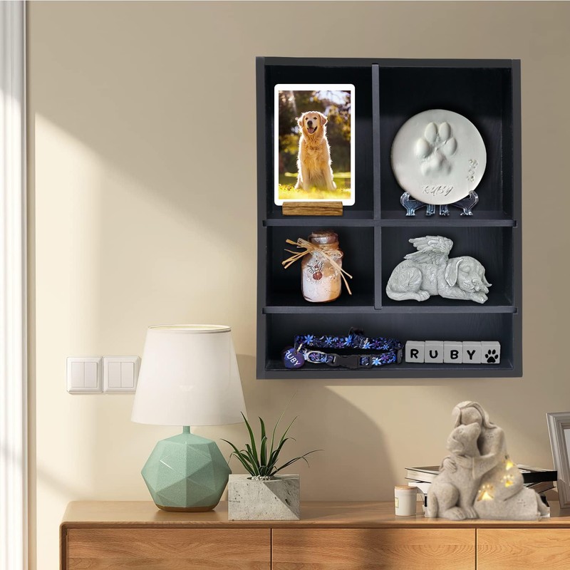 Sofunii Pet Memorial Shadow Box with Shelves for Dogs or