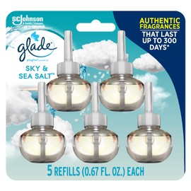 Glade PlugIns Refills Air Freshener, Scented and Essential Oils for Home and Bathroom, Sky & Sea Salt, 3.35 Fl Oz, 5 Count