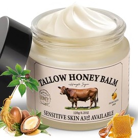Sarga de ternera para la piel, sebo y bálsamo de miel hidratante facial con extracto de ginseng, mezcla de bálsamo de sargo de ternera pura de vitaminas alimentadas con pasto de sargo hidrata y nutre la piel