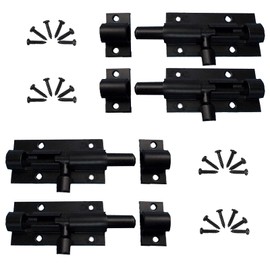 Pack of 4 Door Bolt Sliding Latch Lock Stainless Steel Latch Small Door Bolt with Screws Aluminium Alloy for Garden Gate Bathroom Shed Toilet (Black)