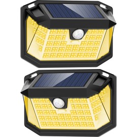 LANSOW LANSOW solar lights for outside with motion detector, 188LED/warm white/2 pieces solar lights for outside, 270 solar lights for outside, IP65 waterproof solar spotlights with motion detector for garden wall