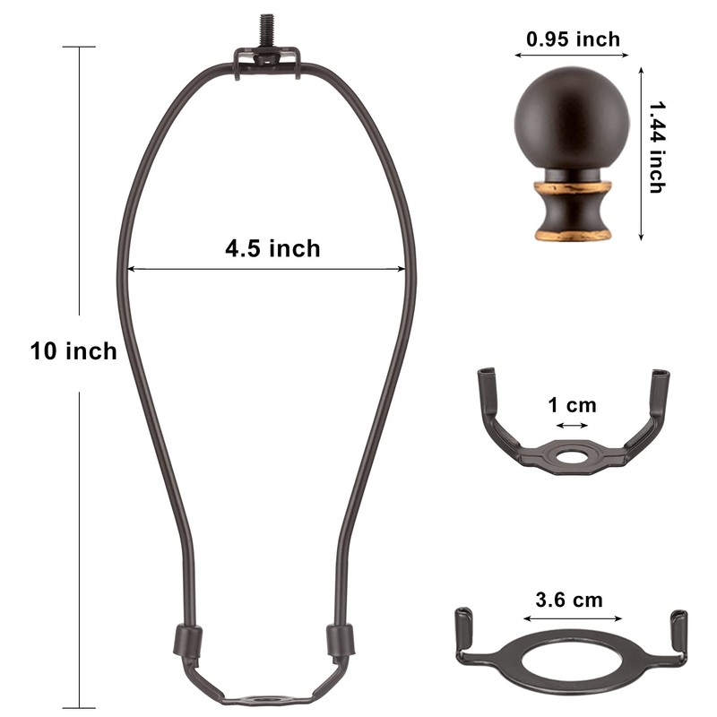 Bronze Lamp Shade Holder with Finials - 10 Inch, Set