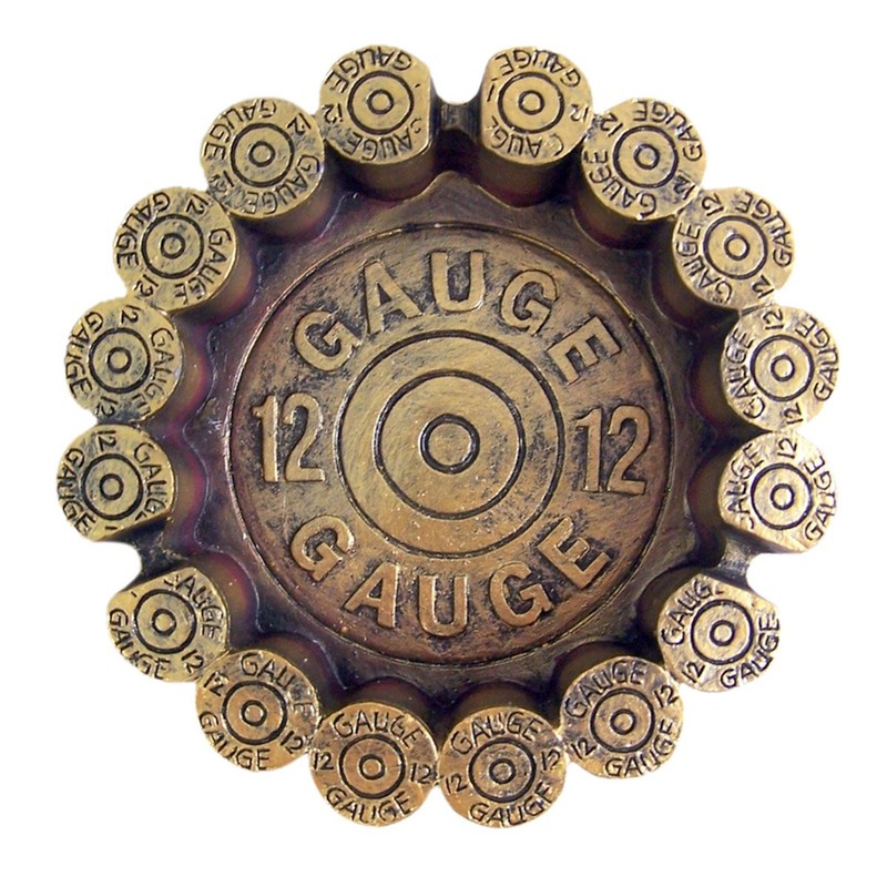 DWK 12 Gauge Shotgun Shell Round Ashtray, 4.5" Diameter, Brown,