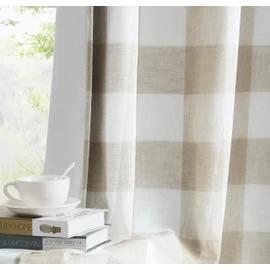 Bapawfish Tan White Buffalo Plaid Full Blackout Curtain Panel 72 Inch,Farmhouse Geo Checkered Drape with Darkening Liners,Grommet Energy Efficient Window Treatment for Bedroom Living Room,40"Wx72"Lx2