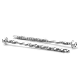 #12 x 4" Sheet Metal Screws 100PCS 410 Stainless Steel Hex Washer Head Fast Self Tapping Screws by SG TZH