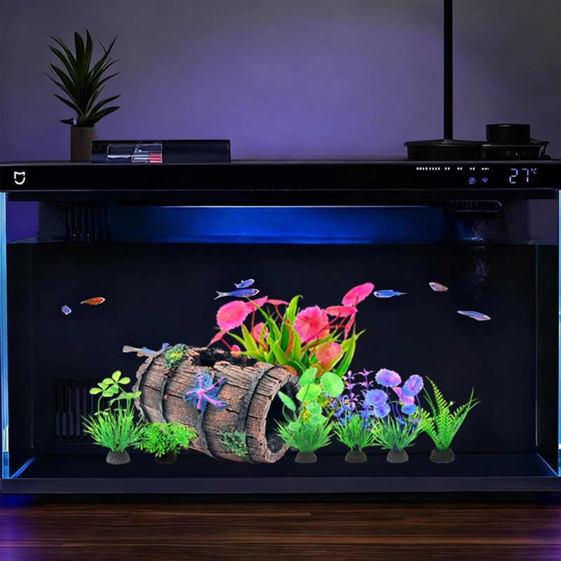 GOFYLIN Fish Tank Decorations kit, Aquarium Decor Starfish Broken Barrel