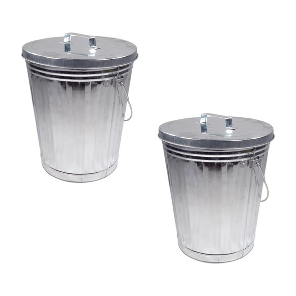 Mytee Products 2 Pack Galvanized Trash Can w/Lid Ideal for