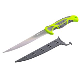 Smith's 51209 Mr. Crappie 7-Inch Curved Slab-Sticker Fillet Knife – Green – Stainless Steel Blade – TPE Soft Grip Handle – Durable Plastic Sheath – Lanyard Hole