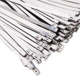 HFS(R) 100pcs Stainless Steel Band Binding Tool Metal Band Fixing Tie Wrap 4.6x300mm