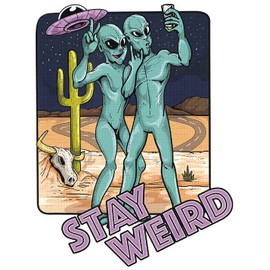 Stay Weird Selfie Aliens 5 Inch Waterproof Decal Sticker Wall Window Tie-dye Alien Stoner Stones Psychedelic Mushroom Hippie Green Rainbow Galaxy Rock Gypsy Indian Trible Sunflower Mountain Cactus CS1490-2PK