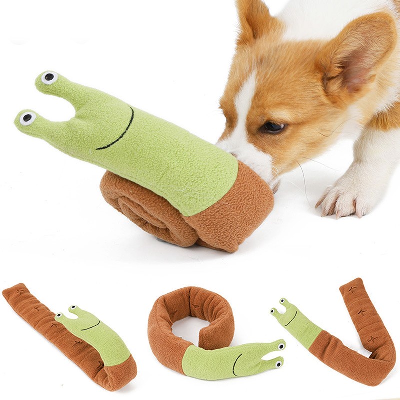 Snail Squeaky Dog Toys Polyester Teething Puzzle Interactive Puppy Chew