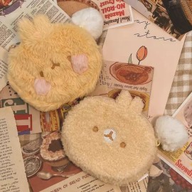 Molang 몰랑 털뚠뚠 포실포실 파우치 S휴대용치 다용도치 귀여운치 동전치 소프트치 인형치 캐릭터치 이치 털치 소 [옐로우] Molang Fur Fluffy Pouch S Portable Multi-purpose Cute Coin Soft Doll Character Plush [Yellow]