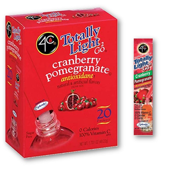 4C Powder Drink Mix | Totally Light 2 Go | Cranberry Pomegranate | Singles Stix, On the Go | 20 count