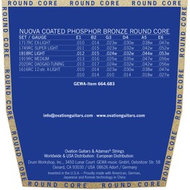 Adamas Nuova 1818NURC Acoustic Guitar Strings Phosphor Bronze Coated Round Core Set Light .012-.053