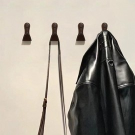 XSGTZMJ 4PCS Coat Hooks Wall, Leather Coat Hook Zinc Alloy Structure Leather Wrap, Leather Hooks for Bedrooms, Mudroom, Entryway (Coffee)