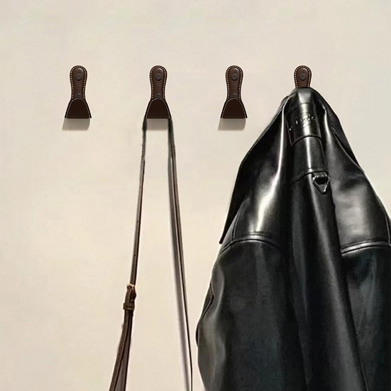 XSGTZMJ 4PCS Coat Hooks Wall, Leather Coat Hook Zinc Alloy